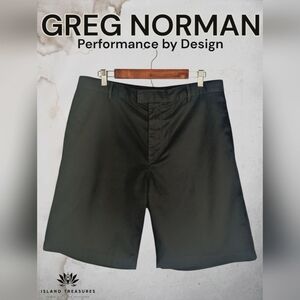 NWOT Greg Norman Collection Shorts Size 36 Casual Flat Front Black 100% Cotton